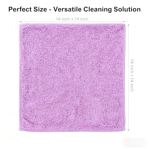 Premium Microfiber Detailing Absorbent Towels, 340 GSM Lint-Free Car Polishing Waxing Buffing Dry Towels for House, Kitchen, Car, Glass, Stainless Steel, Window, Boat Cleaner - 6 Pack (Purple) - color: Purple 6pcs