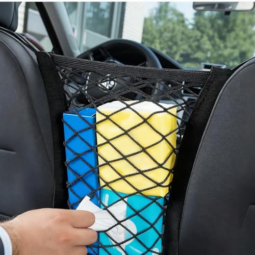 Cargo Net for Motorcycle Helmet Storage, 10"X11" High-Elastic Double Layer Bungee Net with 4 Adjustable Hooks, Luggage Strap Rack Expansion Organizer Pocket for Motorbike Trike Cycle