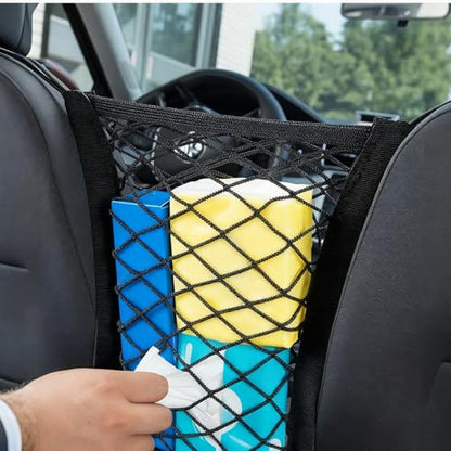 Cargo Net for Motorcycle Helmet Storage, 10"X11" High-Elastic Double Layer Bungee Net with 4 Adjustable Hooks, Luggage Strap Rack Expansion Organizer Pocket for Motorbike Trike Cycle