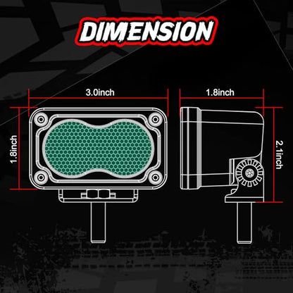 Green LED Pod Lights 3 Inch Auxiliary Backup Rear Light Bar 2PCS Off Road Driving Fog Cube Lights Green Hunting Fishing Emergency Safety Signal Work Lights for Truck UTV Pickup Boat - color: Green