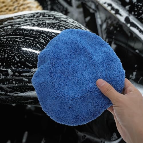 SOIMISS 9pcs Coral Fleece Car Buffer Pads Kit for Waxing and Car Detailing, Soft and Gentle Plush Fiber Buffing Bonnet Covers for Motorcycle and Bicycle Polisher