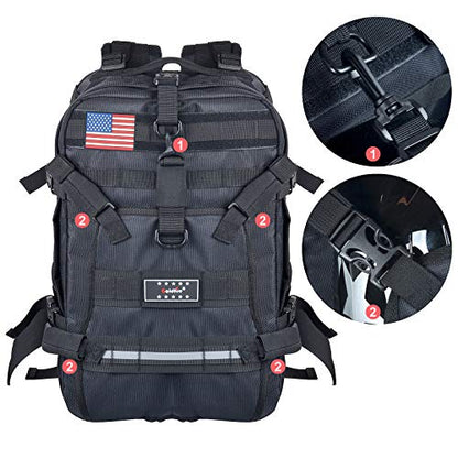 Goldfire Helmet Backpack for Motorcycle Riding Cycling Waterproof Large Capacity Daily Backpack with Helmet Holder Weather-Resistant Hiking Daypack Durable (V1)