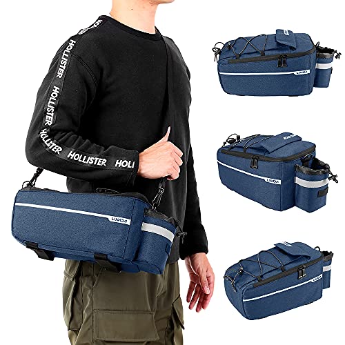 Lixada Bike Panniers Bike Trunk Bag Insulated Bag for Warm/Cool Items, Bicycle Rear Rack Storage Luggage Bicycle Seat Multifunctional Insulated Trunk Cooler Bag Shoulder Bag 11.4 6.3 6.7in - color: Dark Blue