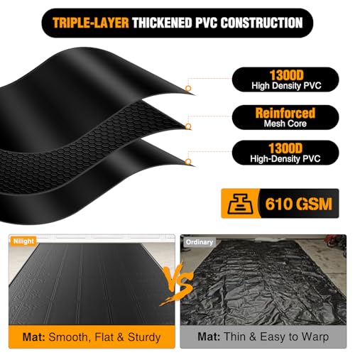 Nilight Garage Containment Mat 7'9" x 16' PVC Garage Floor Mat with 1.4" Raised Foam Edge Waterproof Heavy Duty Garage Parking Mat for Compact Cars Sedans Small SUVs Motorcycles - size: 7'9" x 16'
