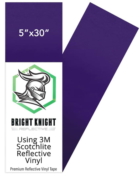 Bright Knight Decals Purple Reflective Vinyl Motorcycle Helmet Reflective Stickers 5x30, Made with 3M Reflective Tape Vinyl for Trailers, Cars, Bikes, Rims, Waterproof Purple Reflective Tape - color: Purple, size: 5x30