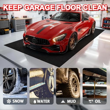 Extra-Large Garage Mat 22' x 8'10" - Durable Oil Mat for Garage Mats for Floor Under Car, Washable Garage Rug, Absorbent Floor Mats with Waterproof Liner, Garage Carpet, Oil Change Pad, Car Rug - size: 8'9" x 21'11" (Rectangular)