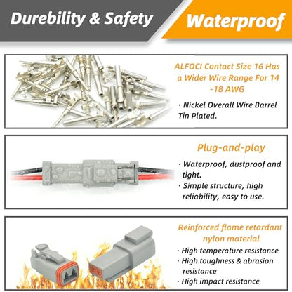 8 Sets 2 Pin DT Waterproof Connector Kit, Deutsch Automotive Electrical Butt, IP67 Waterproof Electrical Connectors Plug with 19 Pairs 16# Stamped Contacts for Car Truck Boat (2PIN-8SET) - size: 2PIN-8SET