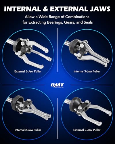 Orion Motor Tech Slide Hammer, 9-Way Internal/External Slide Hammer Puller Set - Pulls Hubs, Rear Wheel Axle Shafts, Bearings, Bushings, Seals, Retainers - color: Black Case