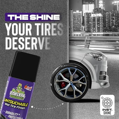 Cristal Products Untouchable Tire Shine Spray (12 Pack) – Citrus Scent, Wet Look Tire Shine, No Sling, Long Lasting Car Tire Shine, No Touch Application - color: 12PK-Citrus