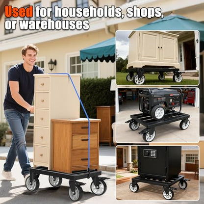 Stainless Steel Furniture Dolly, 2000lbs Capacity Heavy Duty Furniture Dolly, 5-inch Swivel casters, 24 x 18 inch Platform and Fastening Device, Safely Moving Heavy Objects - size: 24"L x 18"W Furniture Dolly