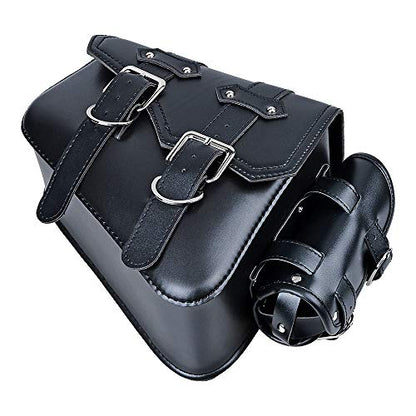 Motorcycle Black Left Side Solo Swing Arm Bag Saddlebag Compatible with Harley Sportster XL 883 1200 48 72 - size: Left Side with Side Storage