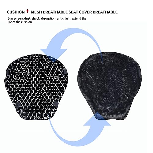 Universal Gel Motorcycle Seat Cushion,Superior Absorption and Protection with Warm Cover,Comfortable and Large 3D Honeycomb Motorcycle Seat Cushions for Long Rides - size: Medium