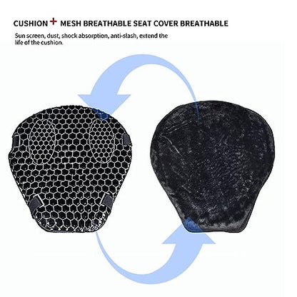 Universal Gel Motorcycle Seat Cushion,Superior Absorption and Protection with Warm Cover,Comfortable and Large 3D Honeycomb Motorcycle Seat Cushions for Long Rides - size: Medium