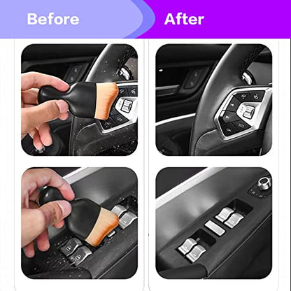 AOCISKA Car Interior Detailing Brush,Soft Bristle Cleaning Brush Car Detailing Brush Dusting Brush,Car Interior Cleaning Tool,Auto Detail Brush Car Dash Duster Brush (Black&Rose with Cap) - color: Black&rose With Cap