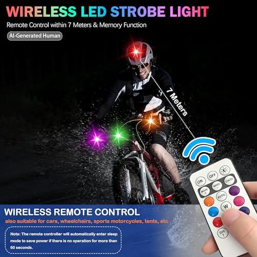 Wireless LED Lights for Car 10 Pack Remote Strobe Warning Waterproof | USB C charging, adjustable 8 colors & 10 strobe flash modes, anti-collision, fits car, truck, motorcycle, bike, drone