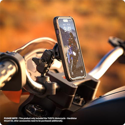 TUSITA Motorcycle Handlebar Mount - Small Base with Double Socket Arm Short - 1" B Size - size: Short Arm