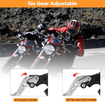Motorcycle Brake Pump Lever 7/8" 22mm Hydraulic Master Cylinder Reservoir Clutch CNC Left & Right Set Universal Replacement for Harley Honda Kawasaki Suzuki Yamaha (Sliver) - color: Silver