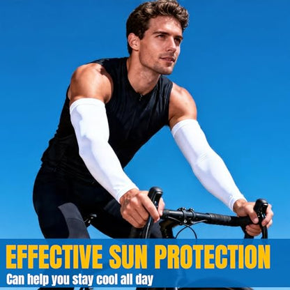 PFFY 4 Pairs UV Protection Arm Sleeves Cooling Compression Sleeve for Men Women Sports Tattoo Cover Up - color: 4 Pairs Black