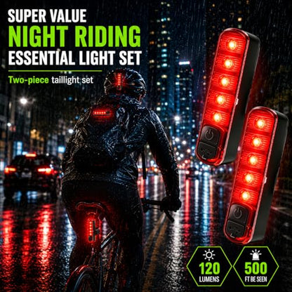 Rechargeable LED Bike Tail Light, IPX6 Waterproof 5 Lighting Modes Rear Safety Light, Helmet Light for Road Mountain Bikes, Electric Scooter,Bike Lighting Parts & Accessories