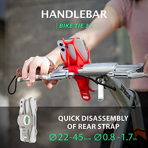 Bone Bike Tie 3, Bike Cell Phone Mount for Handlebar, Scratch-Free Silicone Holder with Anti-Slip Design, Universal Cycling Phone Holder Compatible with Most Smartphones (Gray - Handlebar) - color: Bike Tie 3 - Gray