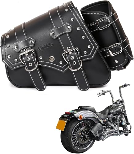 Motorcycle Saddle Bags Side Bags - Saddlebags Softail Pvc Leather,Waterproof, Side Tool Bag, Universal Storage Tool Bag for Motorbike,with cup holder (Left Side) - style: Left