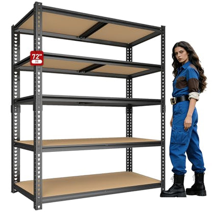 72" H Garage Storage Shelves,Storage Shelves Heavy Duty,2400LBS Heavy Duty Garage Shelving,Adjustable 5 Tier Shelving for Garage Storage,Warehouse,16"x35.5"x72" - size: 72" H x 36" W x 15.9" D