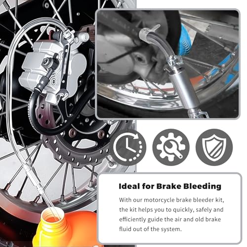 One Man Brake Bleeder Kit,Upgraded Brake Fluid Bleeder Kit with Brakes Bleeders Hose One Way Check Valve/Connector/Cap/Hose,Practical Ones Way Check Valve Brakes Bleeders Kits