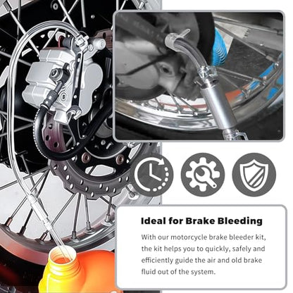 One Man Brake Bleeder Kit,Upgraded Brake Fluid Bleeder Kit with Brakes Bleeders Hose One Way Check Valve/Connector/Cap/Hose,Practical Ones Way Check Valve Brakes Bleeders Kits