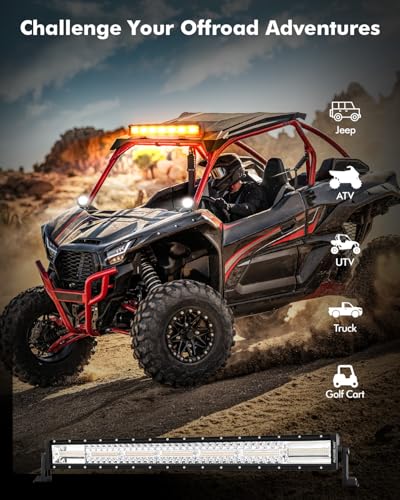 Auxbeam 6 Modes Amber White Series, 30 Inch 180W LED Light Bar Dual Color Flash Strobe Light, Spot Flood Combo Emergency Off-Road Lighting, for Trucks, Jeeps, ATV, UTV, SUV, Cars, Boats - color: 30"