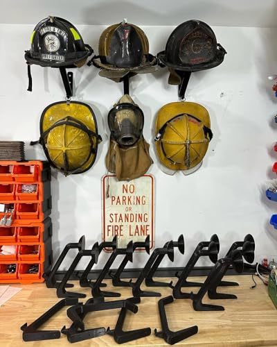 Firefighter helmet wall-mounted display rack/coat rack/helmet holder - Carbon fiber material - Includes mounting hardware - Black