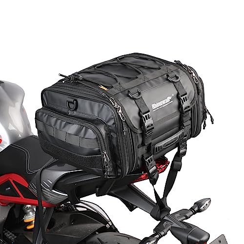 HUNTVP 19-26L Motorcycle Seat Bag Motorcycle Tail Bag Shoulder Bag Travel Luggage Bags Motorbike Rear Tack Truck Bag Storage Bags with Rain Cover (Black19-26L) - color: Black19-26L
