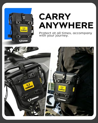Waterproof Motorcycle Crash Bar Bag 6L, Motorcycle Tail Bag Luggage with Shoulder Straps, Dry Bag Saddle Bag Used in Saddle Rack Rear Fender for Travel & Adventure (Carbon Fiber Pattern) - color: Carbon Fiber Pattern