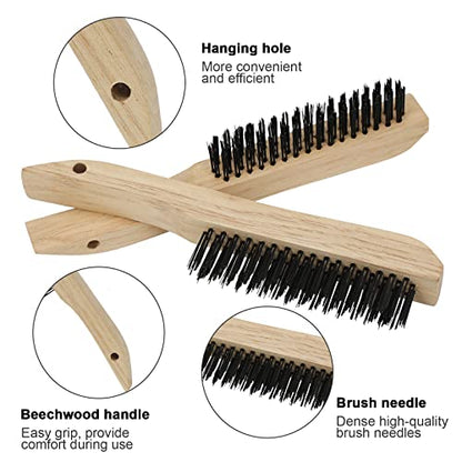VASTOOLS Wire Brushes Pack of 8. for Cleaning Welding Slag, Rust and Dust. 10" Heavy Duty Carbon Steel Shoe Handle Wire Scratch Brush - style: 10inch-8pc