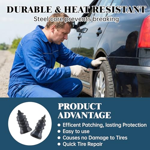 70 PCS Tire Repair Rubber Nail Kit, Screw in Tire Plugs Spiral Rubber Nails, Self Service Puncture Repair Tool for Car, Truck, Motorcycle, Tractor - size: 70PCS