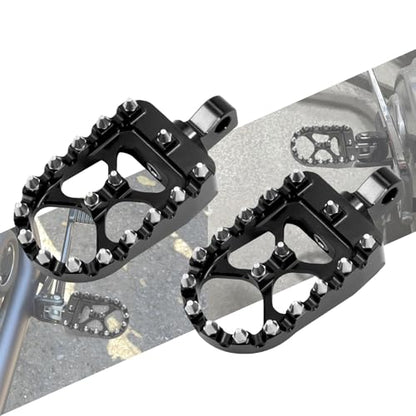 Foot Pegs MX Offroad Footpegs CNC 360° Roating Fit For Harley Sportster Iron 883 Softail Street Glide Dyna Fatboy Black - color: Black with Cone Spikes