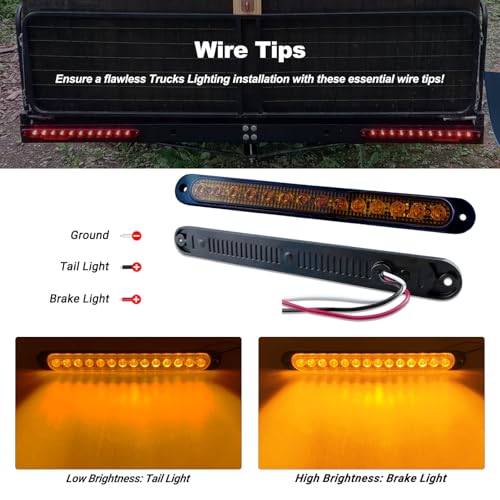 10" LED Amber Trailer LED Turn Signal Light Bar Strip Aluminum Alloy Base Side Marker Tail Lights Assembly for Truck RV Marine Boats, 15 LEDs 2Pcs - color: Amber
