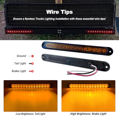 10" LED Amber Trailer LED Turn Signal Light Bar Strip Aluminum Alloy Base Side Marker Tail Lights Assembly for Truck RV Marine Boats, 15 LEDs 2Pcs - color: Amber