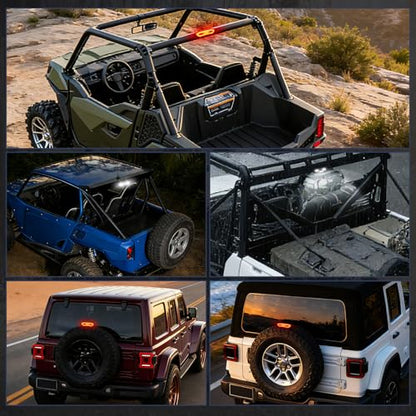 Nilight UTV LED Chase Brake Light Universal 1.75”-2.0” Roll Bar Mount Running Strobe Reverse Cargo Lights for ATV Can-Am Polaris RZR Dune Buggy Golf Cart Boat - color: UTV LED Chase Brake Light 1PCS