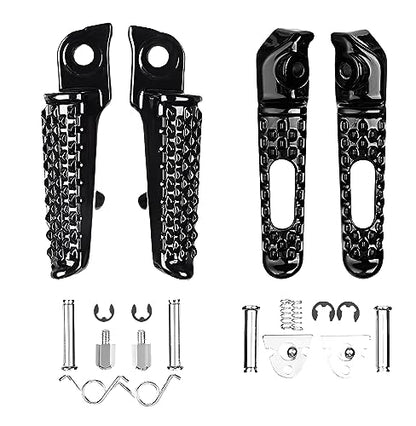 Front Rear Foot Pegs Footrests Pedals for Honda CBR1000RR 2004-2014, CBR600RR 2003-2023, CB1000R 2008-2014 Models (Front +Rear-Balck) - color: (front +Rear)-balck