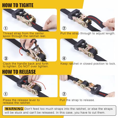 Ayaport Endless Ratchet Straps (No Hooks) 1" x 20' Heavy Duty Small Ratchet Tie Down Straps 1860lbs Break Strength Black Tie Downs for Cargo, Truck Bed, Motorcycle, 2Pcs - size: 20' x 1"-2pcs