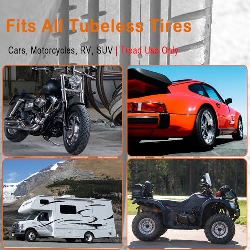 Tire Plug Kits, Screw in Tire Repair Screws, Tire Repair Rubber Nail for Tubeless Tire on Car, Motorcycles And More