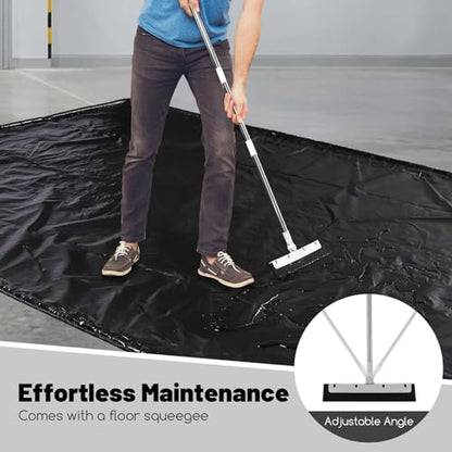 IRONMAX Garage Floor Mat, 7.9’ x 18’ Waterproof Floor Containment Mat with Cleaning Squeegee, Car Parking Mats Prevent Leaks Spills for Snow Ice Water and Mud - size: 7'11" x 18' (Rectangular)