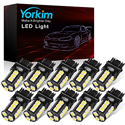 Yorkim 3157 LED Light Bulbs White Super Bright,3056 3156 3156A 3057 4057 3157 4157 T25 LED Bulbs for Brake Lights, Backup Reverse Lights,Reverse Tail Lights - Pack of 10 - color: White, size: 3157/3156