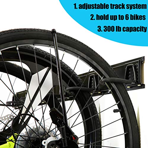 Ultrawall Stainless Steel Bike Storage Rack,6 Bike Storage Hanger Wall Mount for Home & Garage Holds Up to 300lbs, Black - size: 6 bike