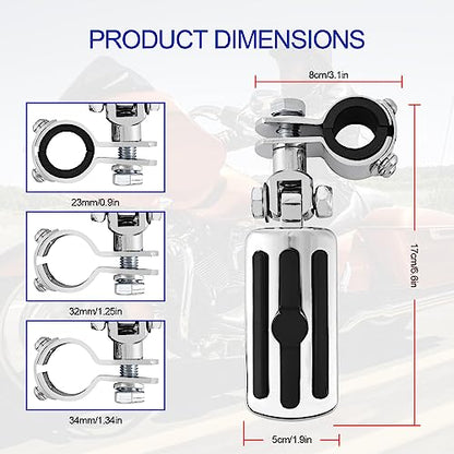 Motorcycle Highway Pegs, Crash Bar Foot Pegs for Harley Touring Electra Street Glide Road King Sportster, Kawasaki, 1"(25mm), 1 1/4"(32mm), 1 1/3"(34mm) Engine Guard Footrest, 1 Pair - color: Slotted Style - Chrome