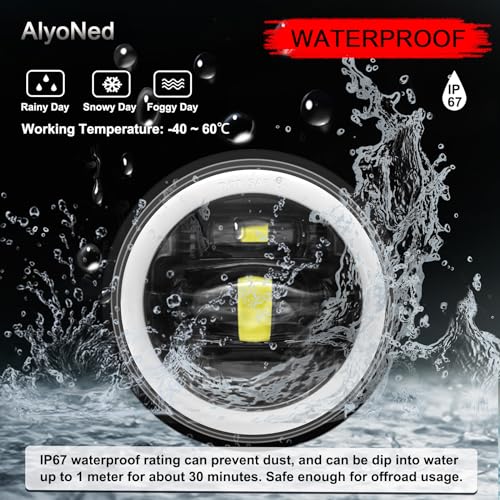 AlyoNed 2024 New 4.5" inch LED Passing Lights Fog Lamps Driving Light DRL White Halo DOT Kit for Motorcycle Auxiliary Light Bulb Projector Driving Lamp Black - color: Black