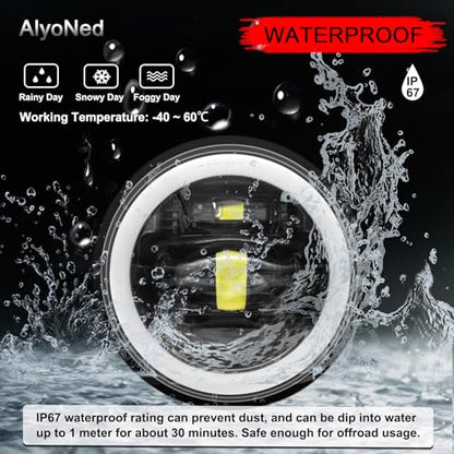 AlyoNed 2024 New 4.5" inch LED Passing Lights Fog Lamps Driving Light DRL White Halo DOT Kit for Motorcycle Auxiliary Light Bulb Projector Driving Lamp Black - color: Black