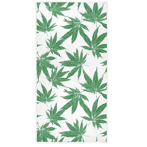 Naanle Marijuana Leaves Pattern Soft Absorbent Guest Hand Towels Multipurpose for Bathroom, Hotel, Gym and Spa (16 x 30 Inches,Black White) - color: Hemp Leaves