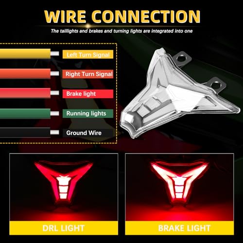 JMTBNO motorcycle LED Tail Light Brake Lights with LED Turn Signals Integrated Compatible with 2019-2023 KAWASAKI Ninja ZX-6R ZX-10R - color: Smoke-Ninja