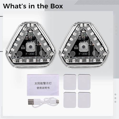 Usb Rechargeable 2 Pcs Motorcycle Lights, Solar Led Triangle Warning Lamps, Easy Install, Universal Lights